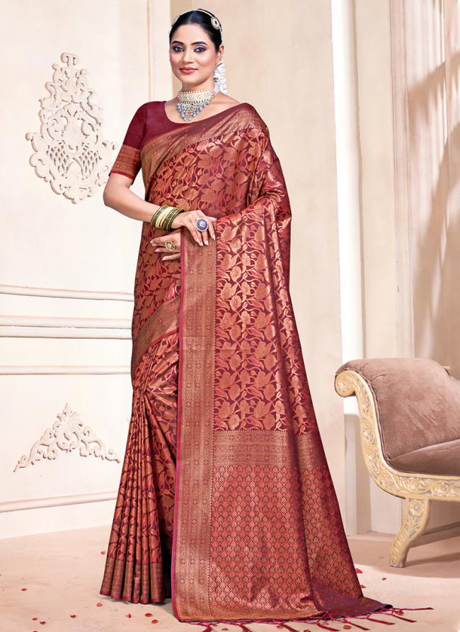 Banarasi Silk Red Wedding Wear Weaving Saree